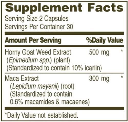 Nature's Bounty Horny Goat Weed com Maca, 60 Capsulas