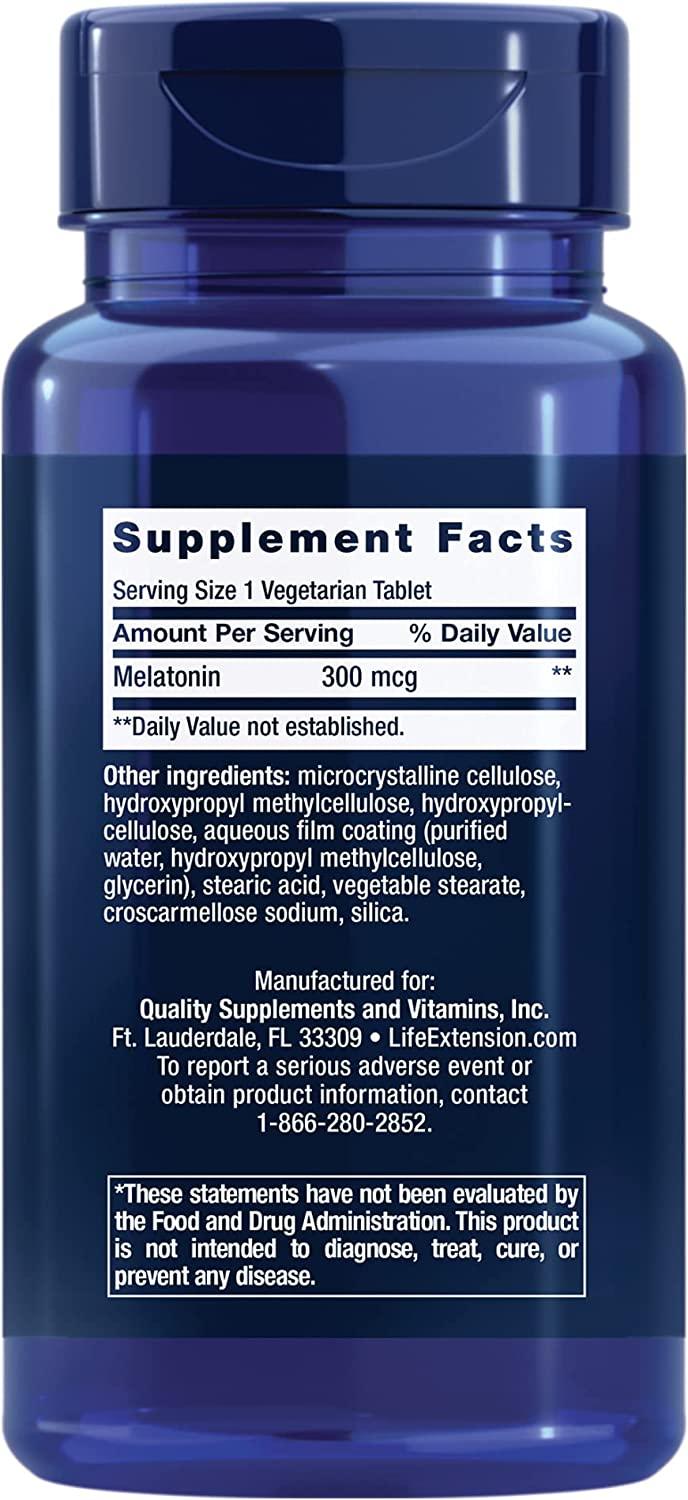 Life Extension Melatonina 300 mcg 100 Caps com 6 horas Time Release - NutriVita