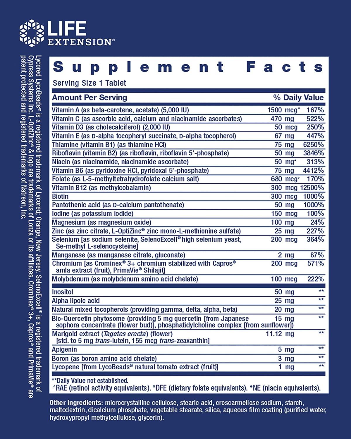 Life Extension One-Per-Day Multivitamínico 60 Tablets - NutriVita