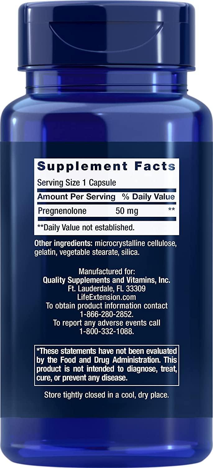 Detalhe do rótulo Life Extension Pregnenolona 50 mg - NutriVita