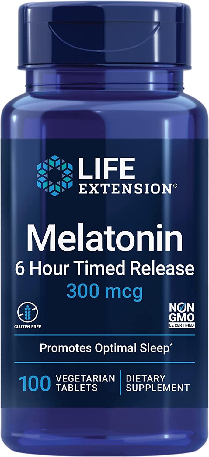 Life Extension Melatonina 300 mcg 100 Caps com 6 horas Time Release - NutriVita