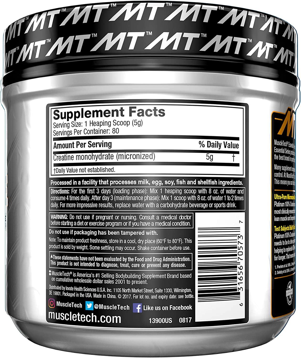 Muscletech Creatina Monohidratada em Pó Sem sabor (80 porções) - NutriVita
