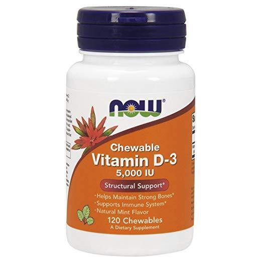 Now Foods Vitamina D-3 5.000 UI, 120 Pastilhas Mastigáveis - NutriVita