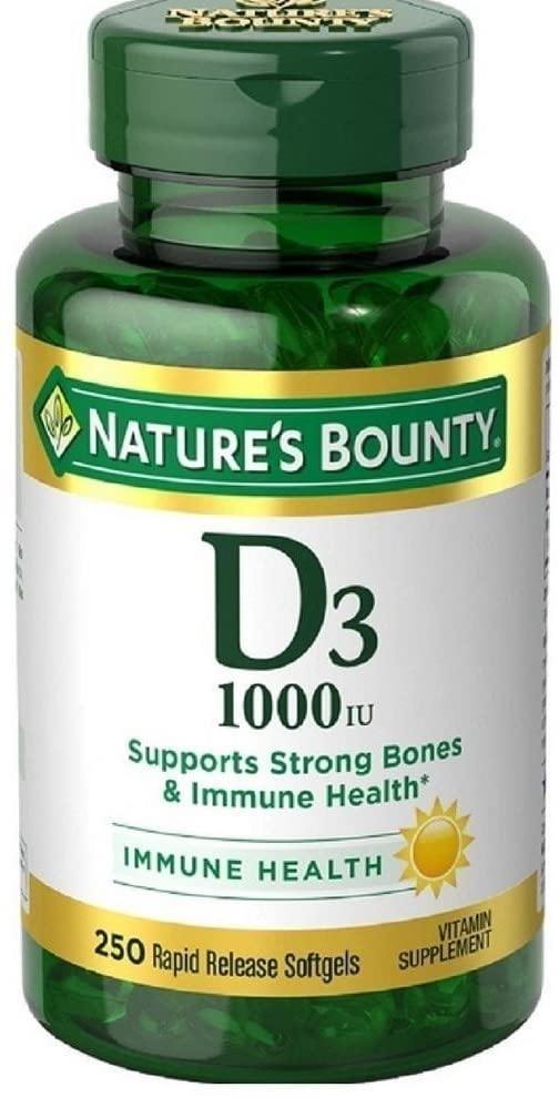 Nature's Bounty Vitamina D3-1000 UI 250 Softgels de Liberação Rápida
