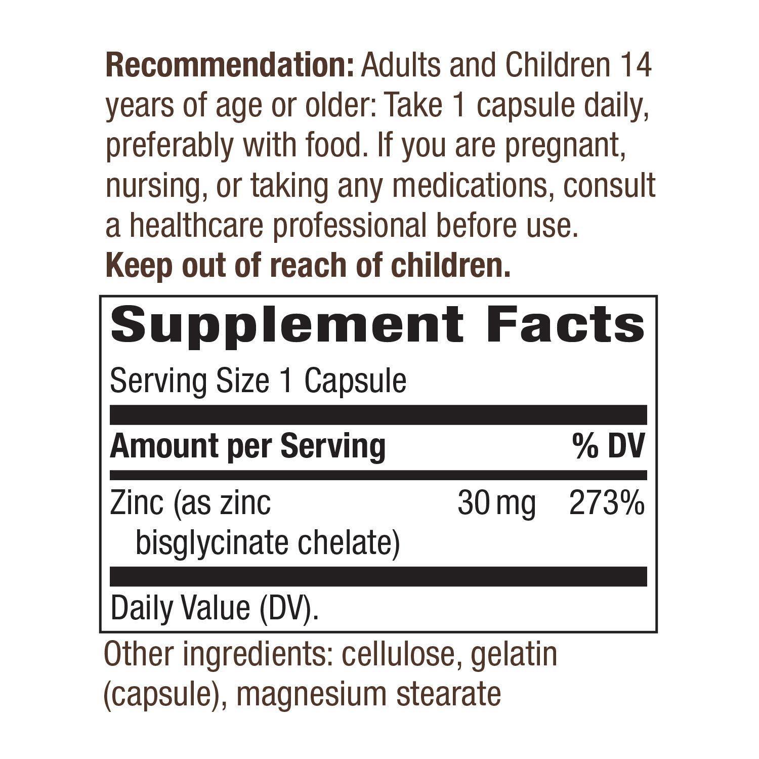 Nature's Way, Zinco Quelato, 30 mg, 100 Capsulas - NutriVita