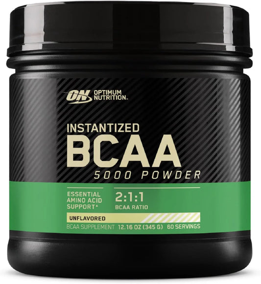 BCAA 5000 Powder da Optimum Nutrition, suplemento aminoácido essencial, sabor neutro, 60 porções