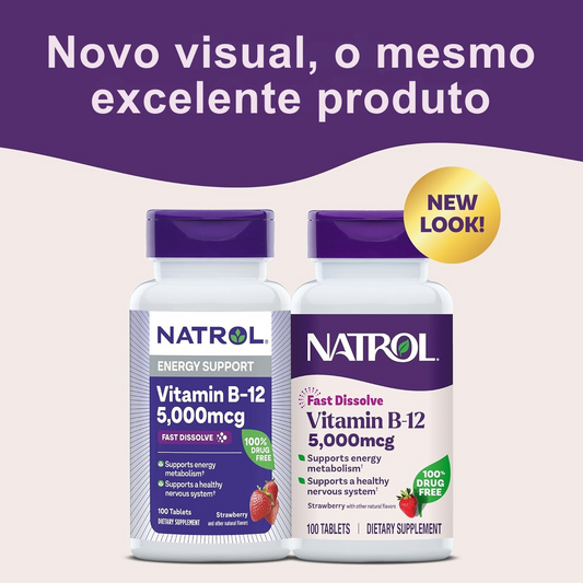 Vitamina B12 Natrol 5000mcg – 100 Comprimidos | Rápida Ação
