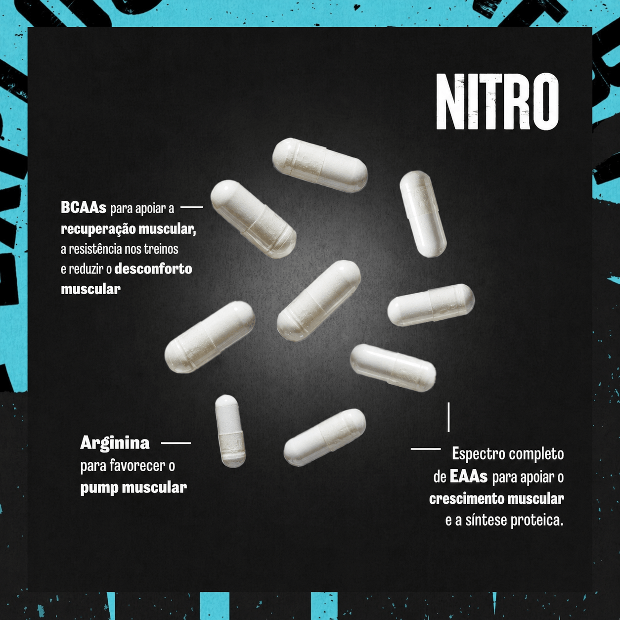 Packs individuais de comprimidos do Animal Nitro EAA apresentados fora da lata.