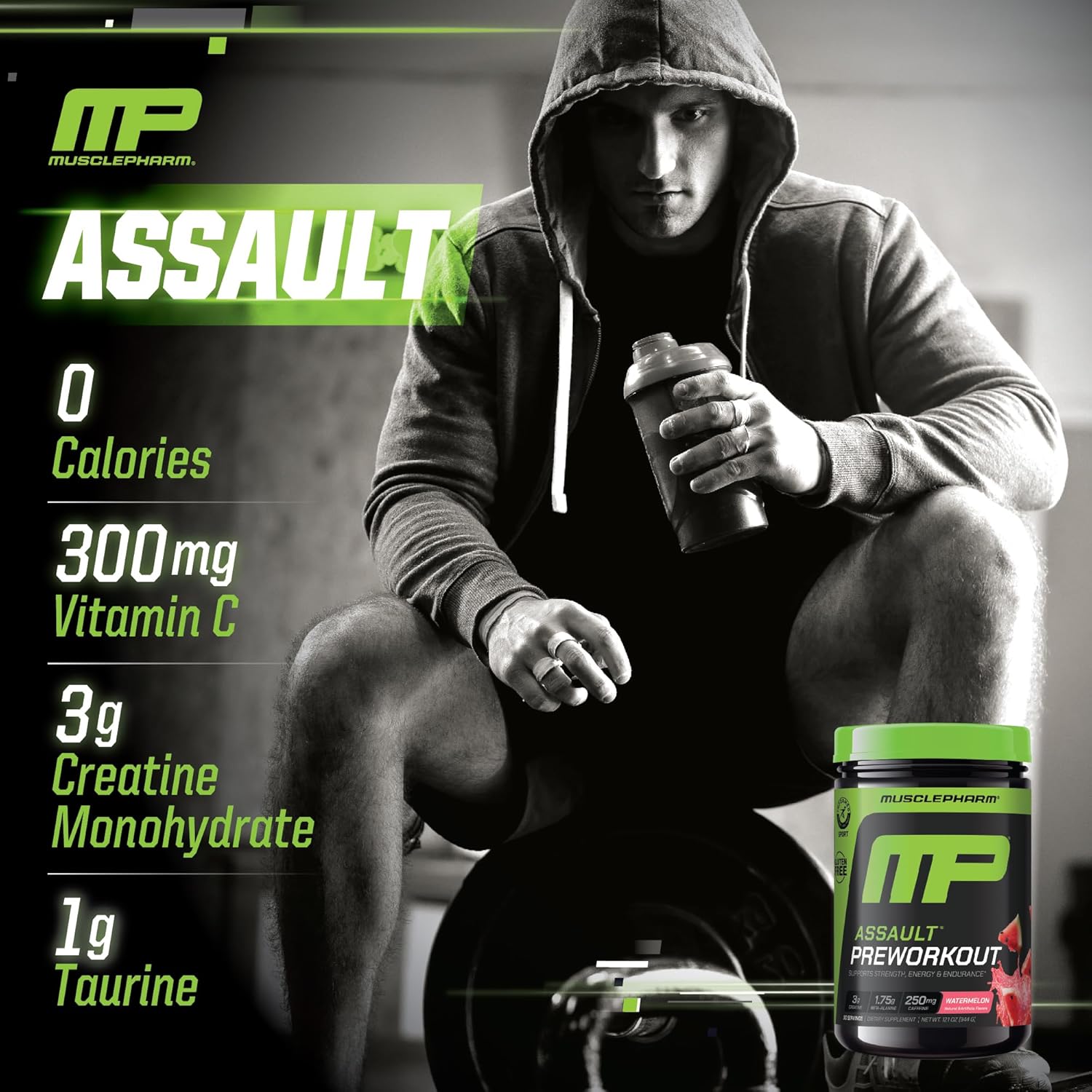 Leve seu treino a outro nível com o pré-treino Assault. Fórmula com creatina, beta-alanina e cafeína para mais força e energia. Certificado pela Informed-Choice.