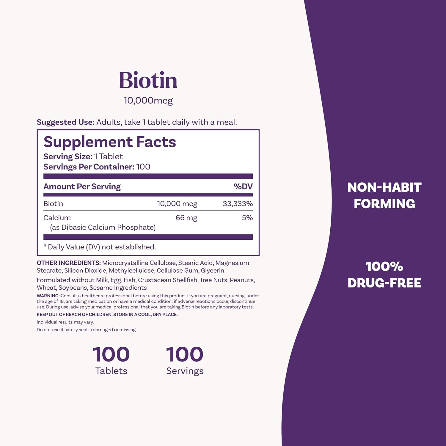 Comprimido de dissolução rápida da Biotina Natrol 10.000 mcg sabor morango.