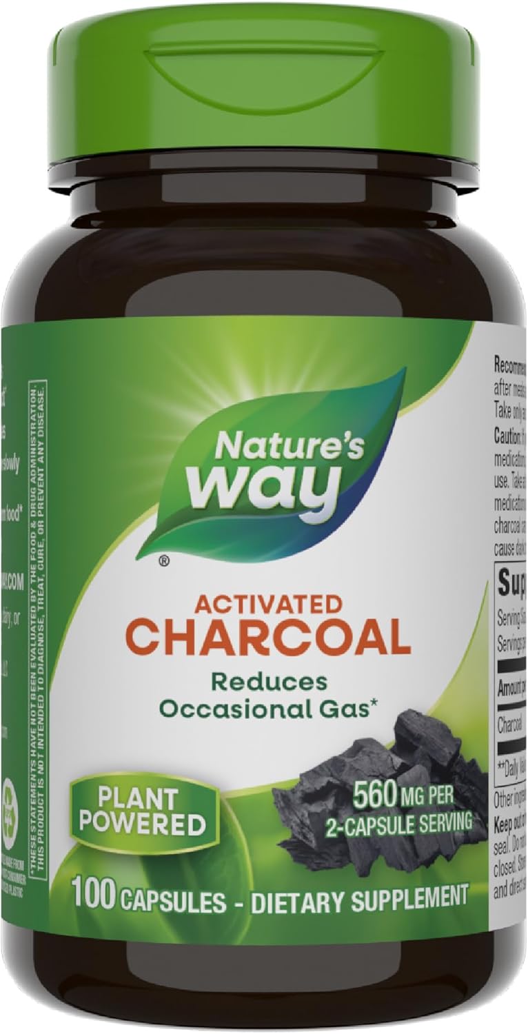 Nature's Way Activated Charcoal 560 mg 100 Capsulas