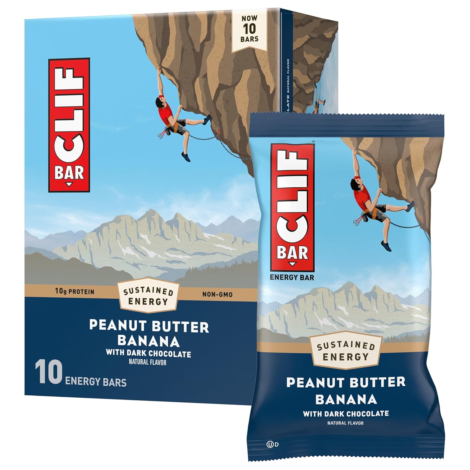 CLIF BAR: Pasta de Amendoim, Banana e Chocolate Amargo - Barras Energéticas com Aveia Orgânica (10 unidades)