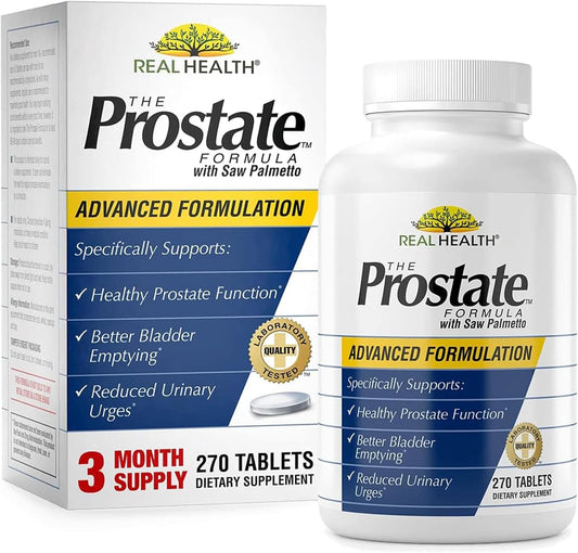 Real Health Fórmula Próstata - Suporte Avançado para a Saúde da Próstata Masculina com Saw Palmetto e Vitaminas, Promove Alívio - 270 Comprimidos
