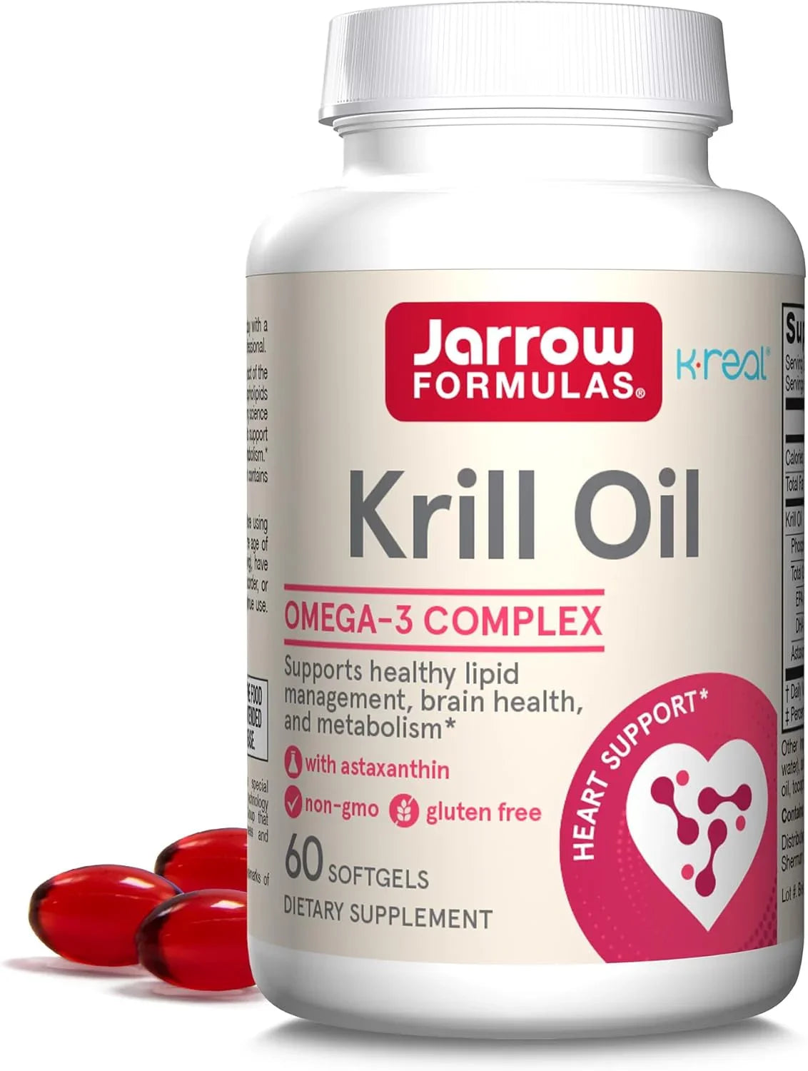 Jarrow Formulas Krill Oil Ômega-3 com Astaxantina 1.200 mg frasco com 60 softgels.