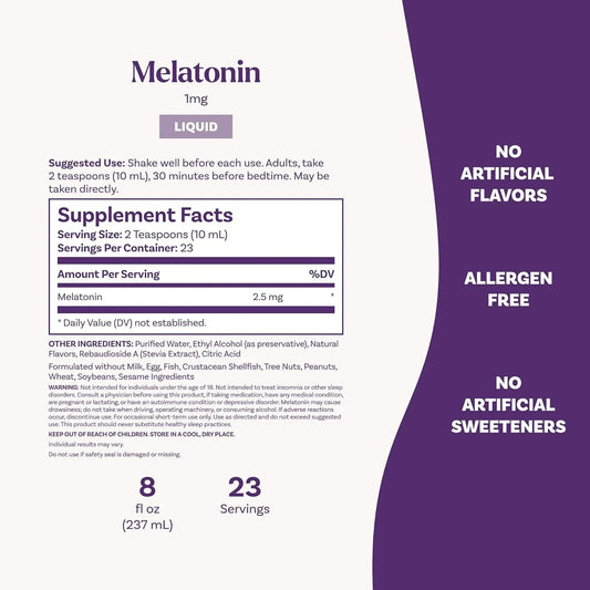 Melatonina líquida Natrol, ajuda você dormir mais rápido e por mais tempo, absorção mais rápida, 100% vegetariano, sabor de frutas vermelhas, 2,5 mg, 8 Fl. Garrafa de Oz