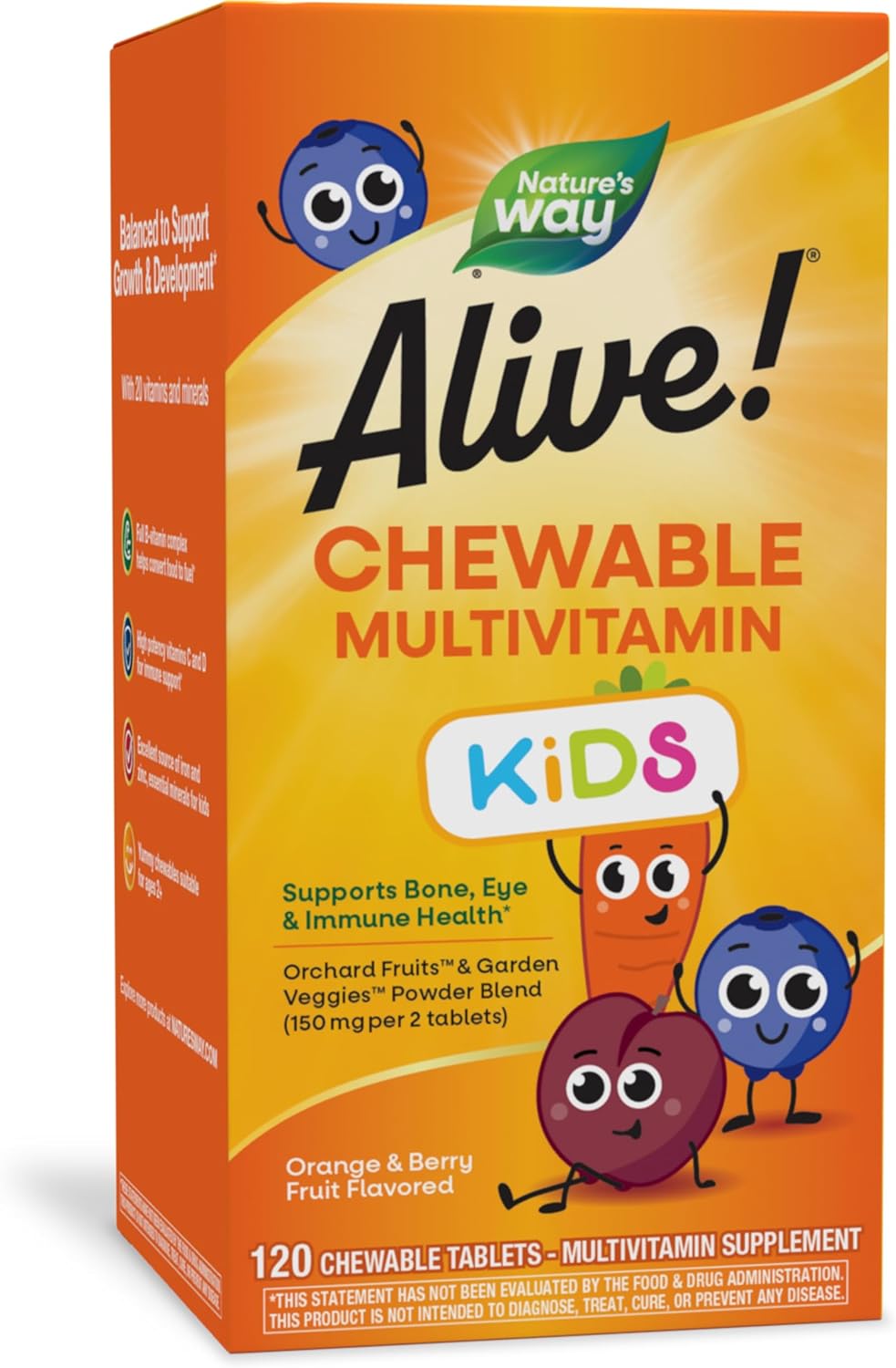 Nature's Way Alive! Multi-Vitamina para Crianças 120 Tablets mastigáveis