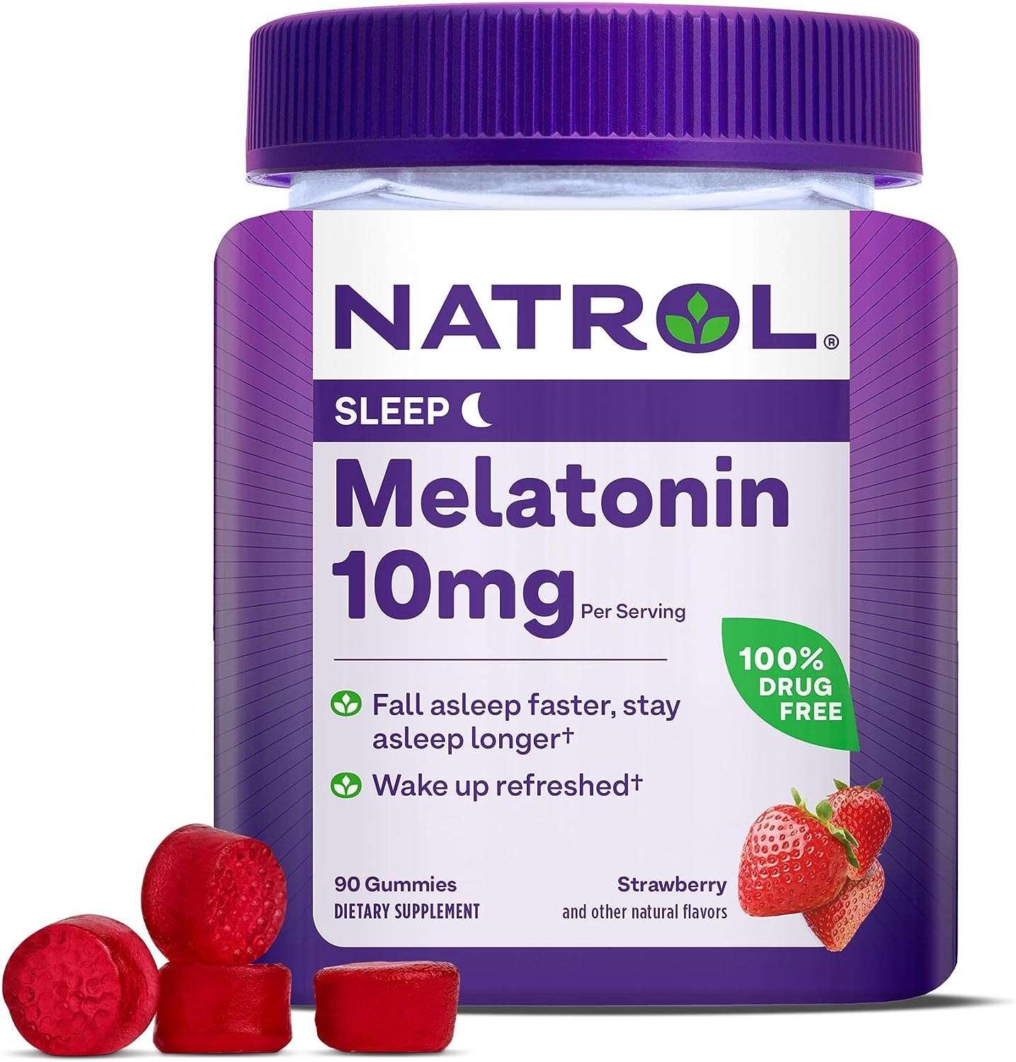 Natrol Melatonina 10 mg, 90 Gomas Mastigáveis de Morango