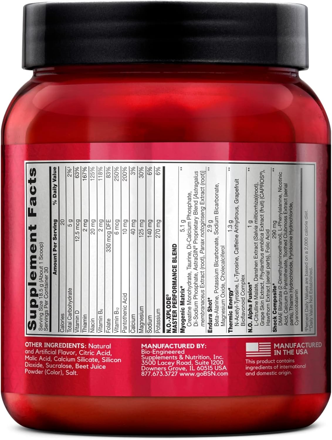 BSN N.O. XPLODE Pré-Treino com Creatina e Beta-Alanina, 30 Doses