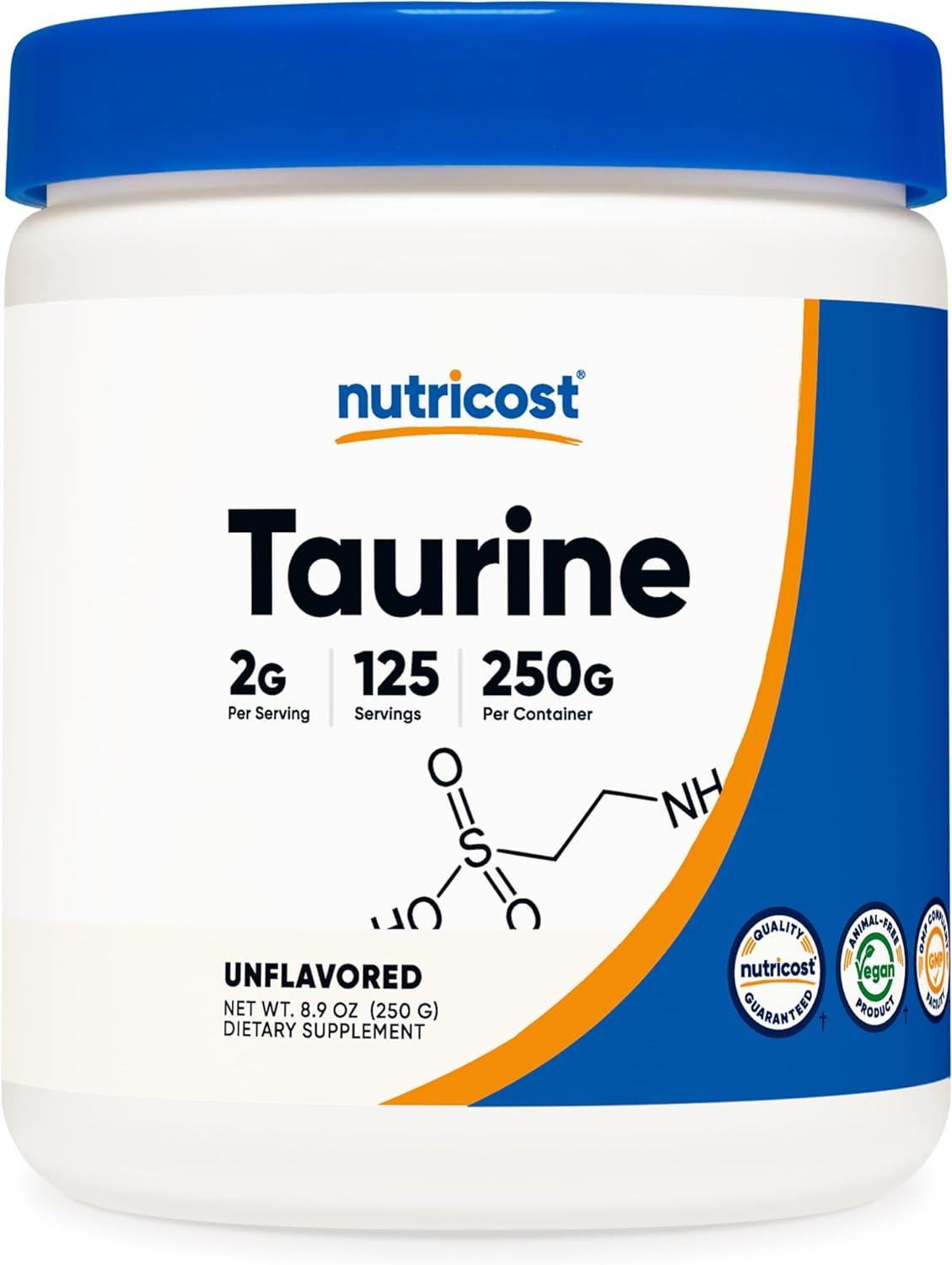 Nutricost Taurina em pó 250 gramas - 125 Porções - NutriVita