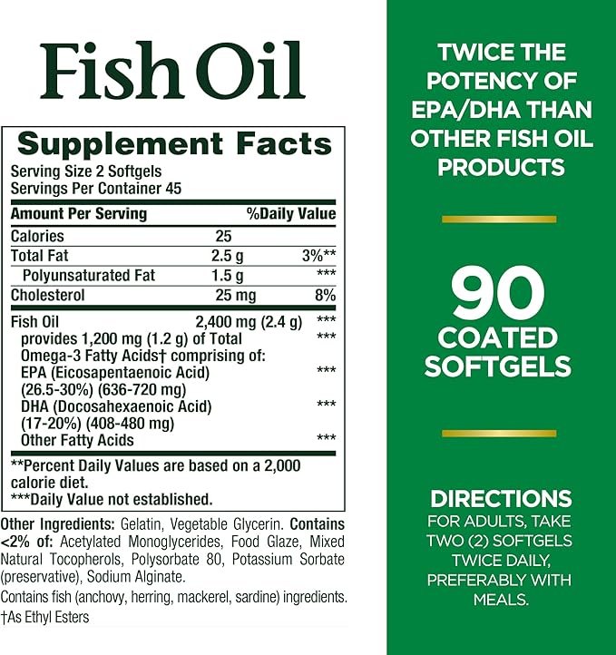 Nature's Bounty Óleo de Peixe 2400 mg Omega-3, 90 Softgels