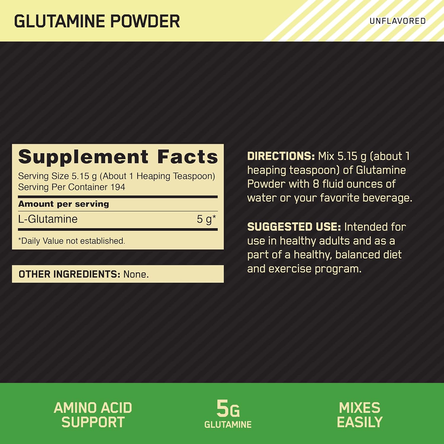 Optimum Nutrition - Glutamina em Pó, Sem Sabor (1000 gr)