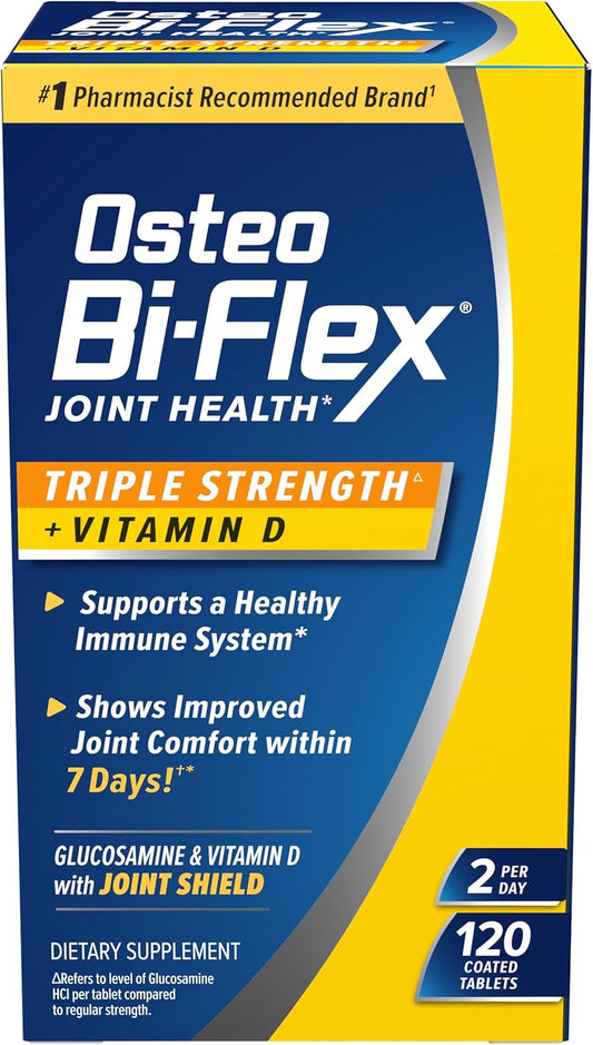 Osteo Bi-Flex Triple Strength com Vitamina D – 120 Cápsulas para Saúde das Articulações.