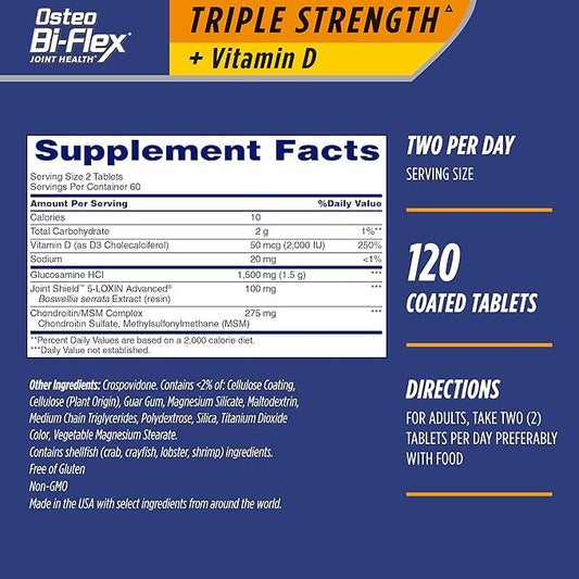 Osteo Bi-Flex Triple Strength com Vitamina D – 120 Cápsulas para Saúde das Articulações