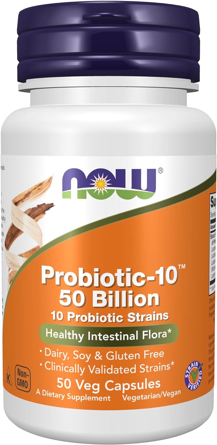 NOW Probiotico-10 50 Bilhão, 50 Veg Capsulas