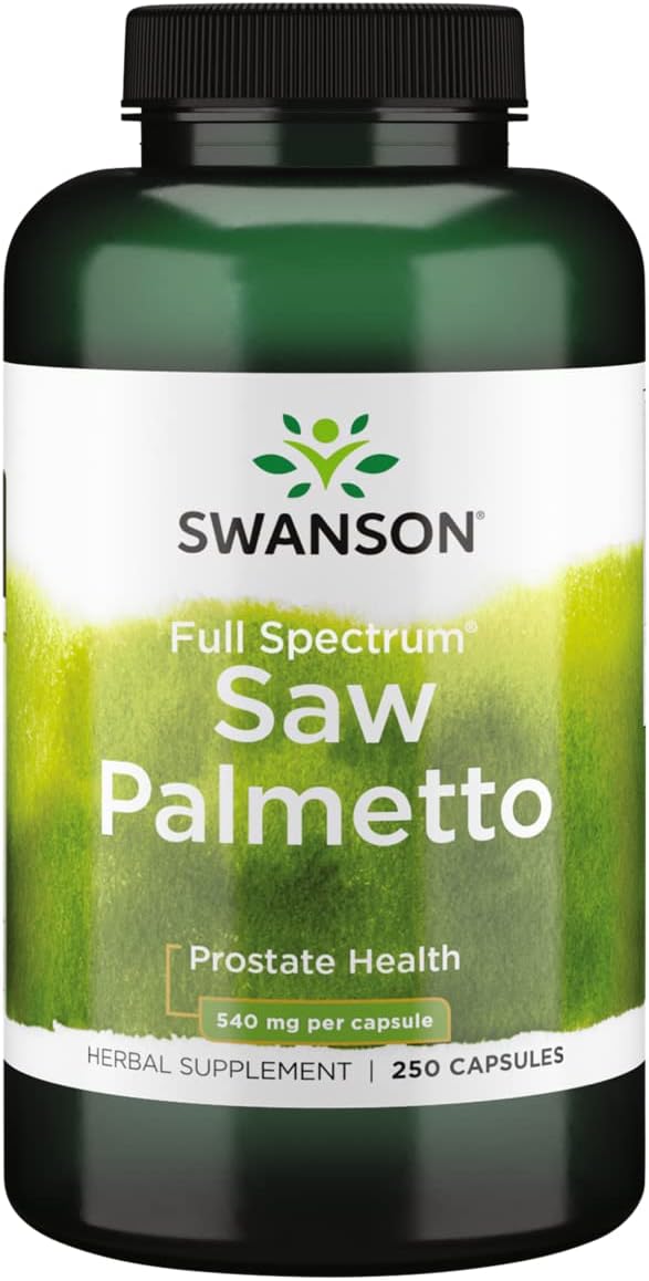 Swanson Saw Palmetto Suplemento Herbal para Homens Saúde da Próstata Suplemento Capilar Saúde Urinária 540 mg 250 Cápsulas