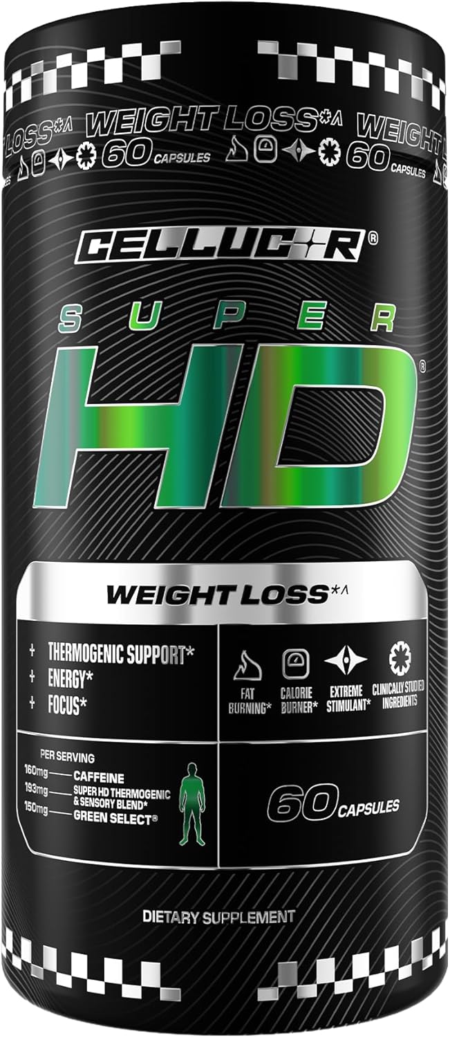 Frasco do suplemento Cellucor SuperHD High Definition Fat Burner 60 cápsulas.
