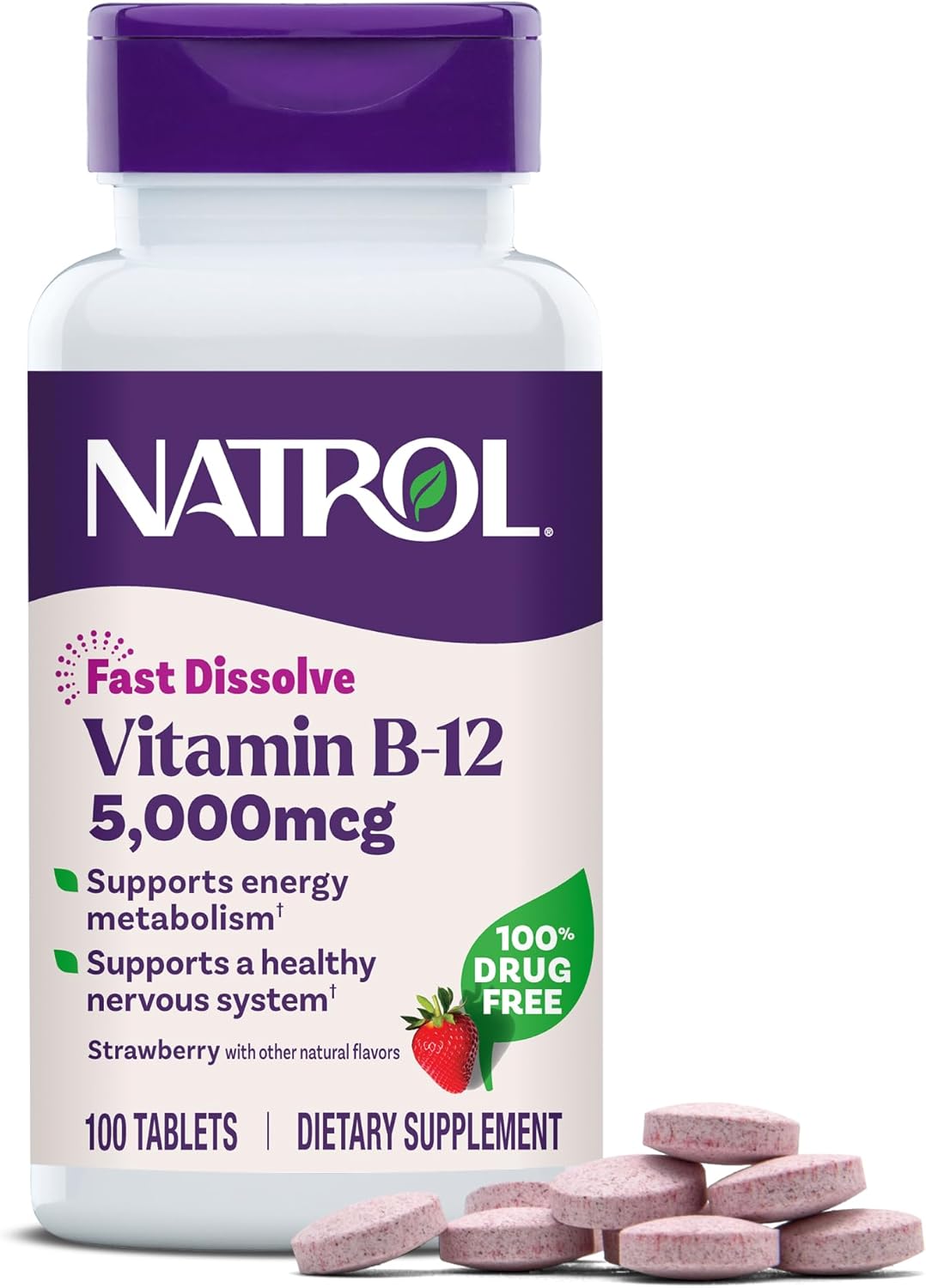 Vitamina B12 Natrol 5000mcg – 100 Comprimidos | Rápida Ação