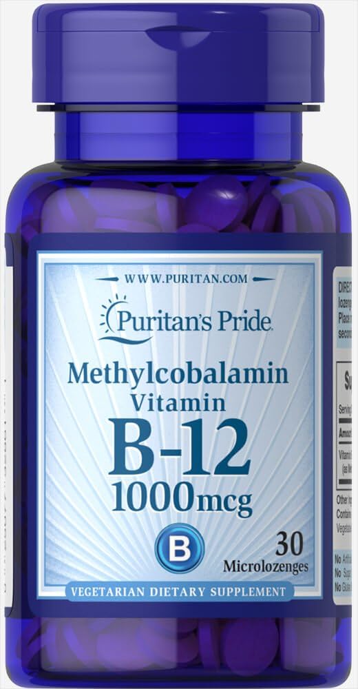 Puritan's Pride Vitamina B-12 Methylcobalamin 1000 mcg 30 Pastilhas