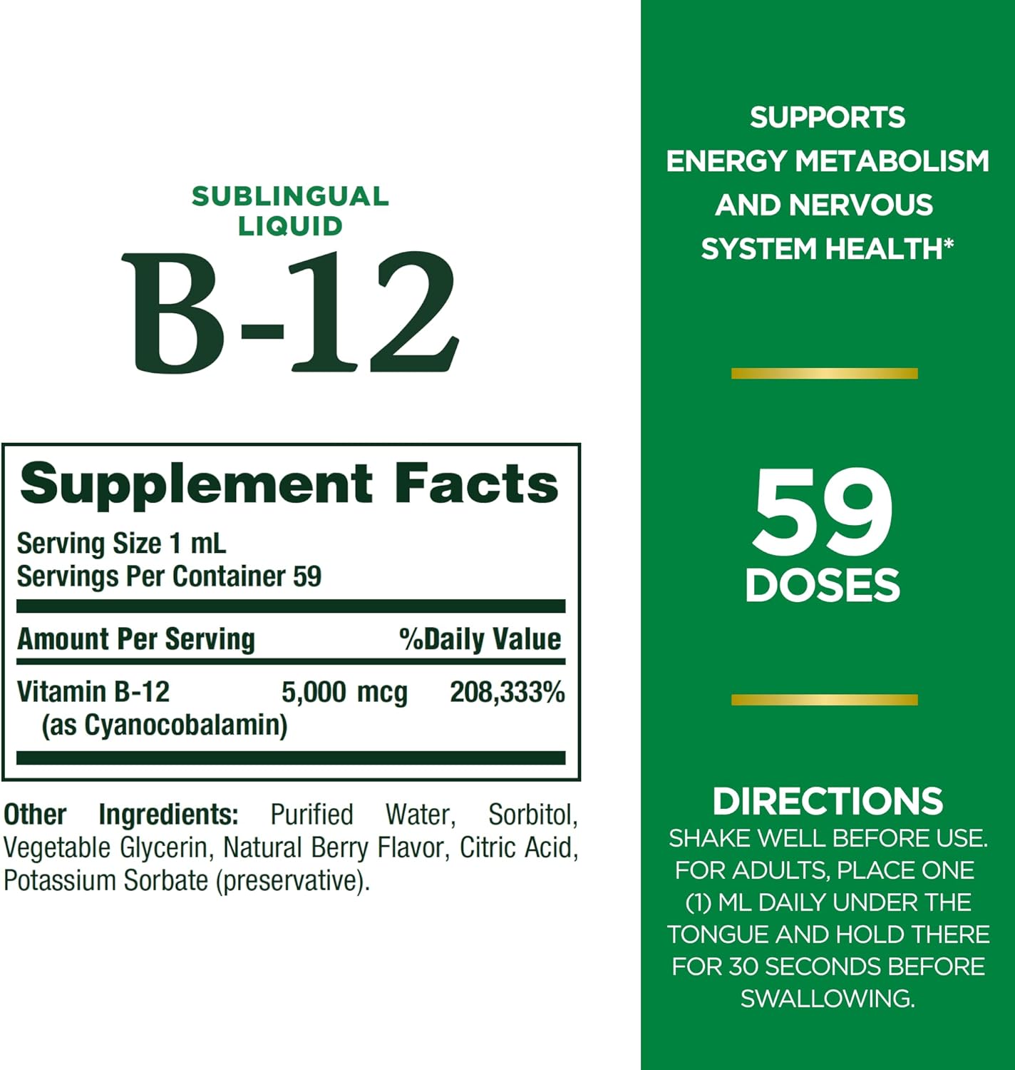 Nature's Bounty Vitamina B-12 5000 mcg Sublingual 59 ml