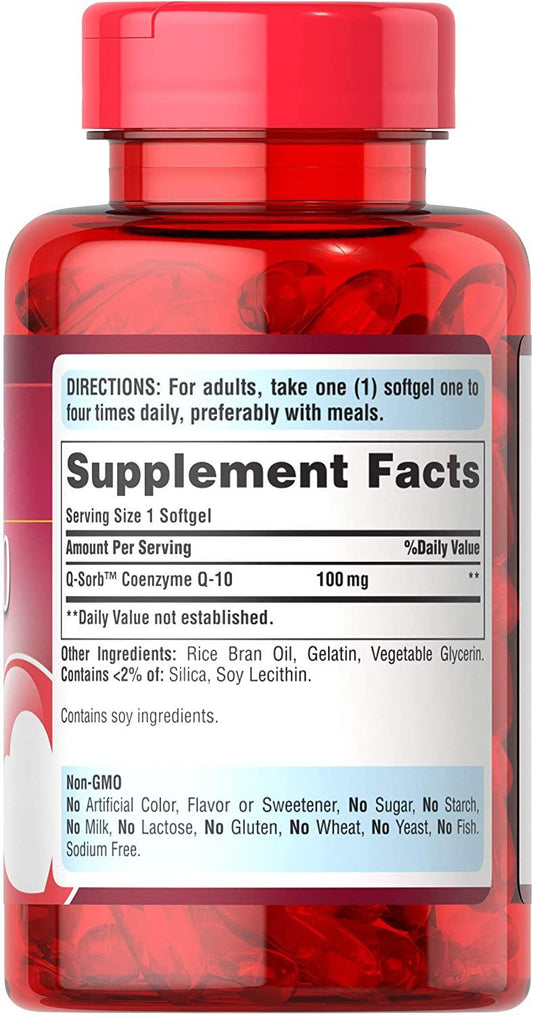 Puritans Pride CoQ10 100mg, apoia a saúde do coração, 240 cápsulas de liberação rápida softgels