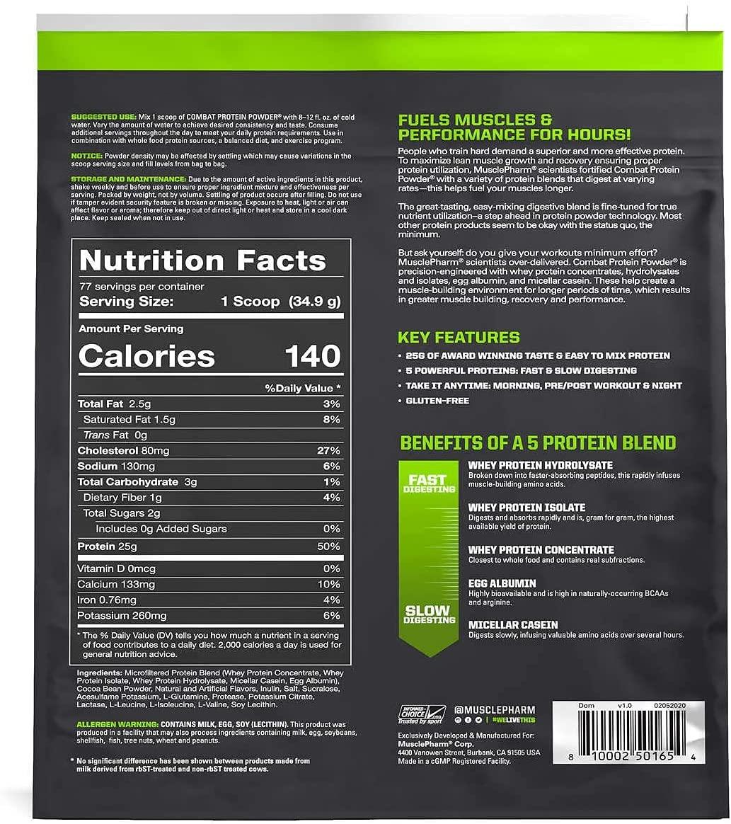 MusclePharm Combat Proteina em Pó Chocolate, 6 lbs (2.722 gr) - NutriVita