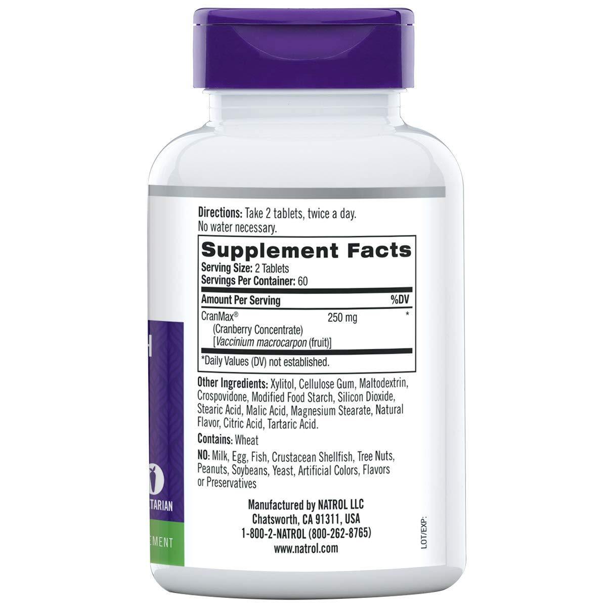 Natrol Cranberry 250 mg, 120 Comprimidos de Dissolução Rápida - NutriVita