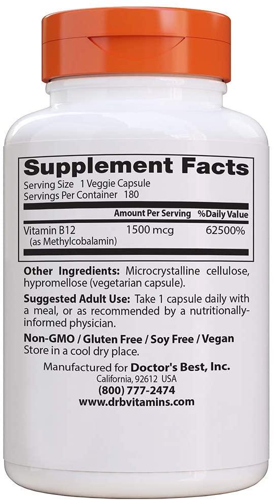 Doctor's Best Fully Active B12 1500 Mcg, 180 Caps Veg. - NutriVita