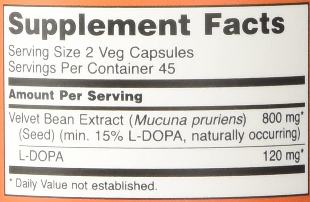 NOW Foods Dopa Mucuna 15% L-Dopa, 90 Vcaps - NutriVita