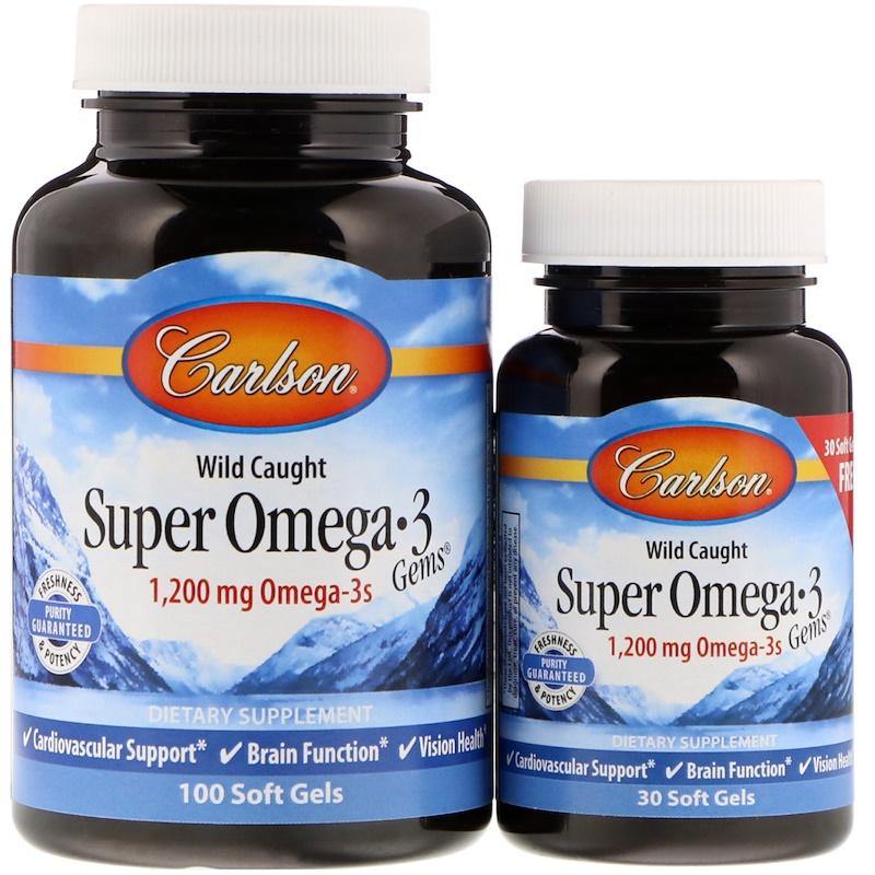 Carlson Labs - Wild Caught Super Omega-3 Gems 1,200 mg, 130 Soft Gels - NutriVita