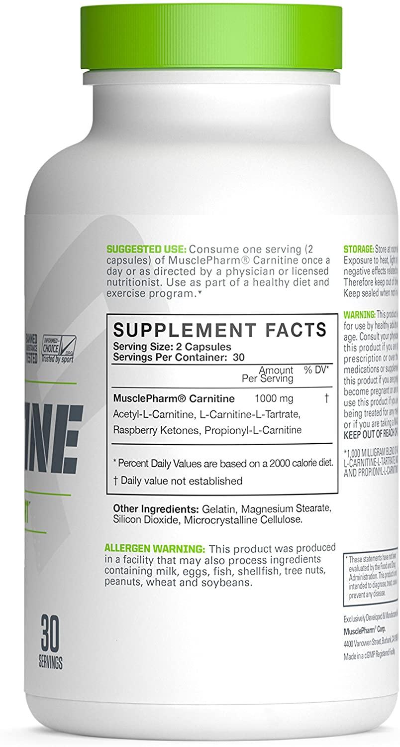 MusclePharm Essentials, Carnitina 1000mg 30 Porções - NutriVita