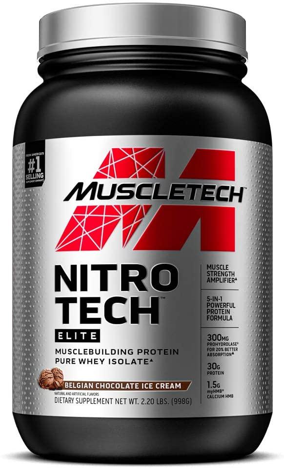Isolado de proteína de soro de leite | MuscleTech Nitro-Tech Elite Isolado | Whey Isolate Protein Powder para Ganho Muscular | Shakes de proteína para homens e mulheres | Músculo...