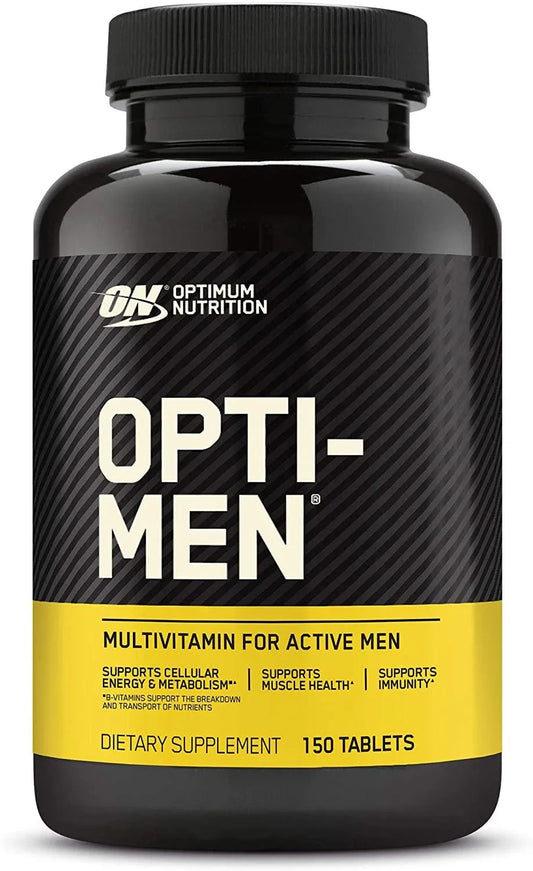 Frasco do multivitamínico Opti-Men Optimum Nutrition 150 cápsulas original.