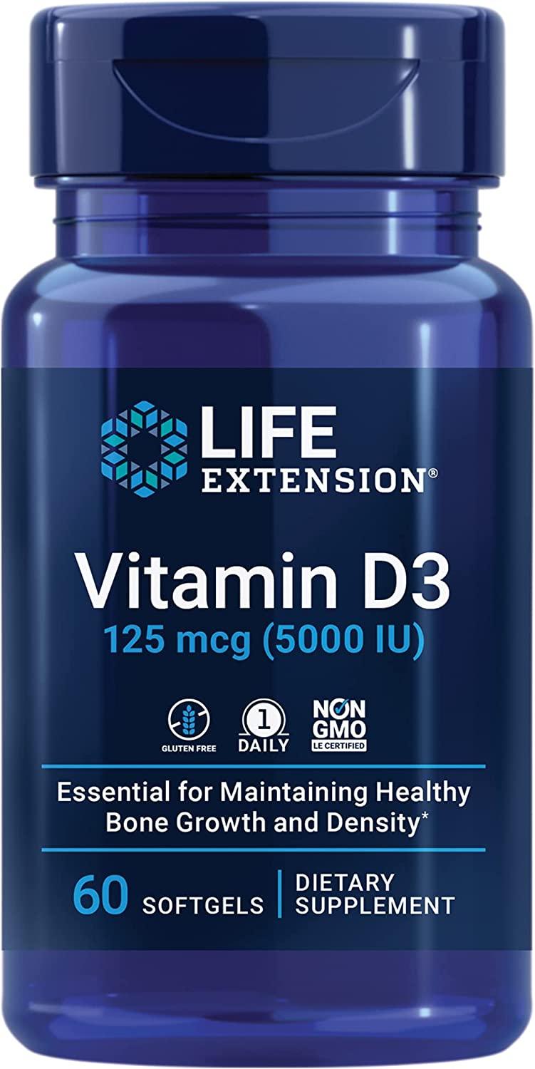 Life Extension Vitamina D3 5000 UI, 60 Softgels, 125mcg - NutriVita